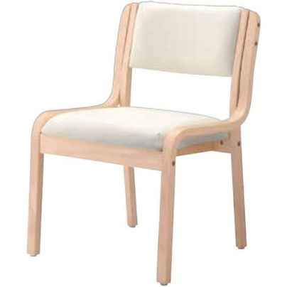 パルアームイスNA 11405-A　木製の肘無し介護椅子 シートは真っ白です。